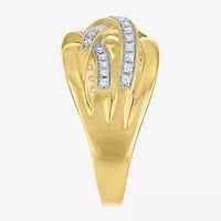 (G-H, Si2-I1) Womens 1/4 CT. T.W. Lab Grown White Diamond 14K Gold Over Silver Crossover Cocktail Ring