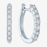 (G-H, Si2-I1) Womens 1/10 CT. T.W. Lab Grown White Diamond Sterling Silver 15.5mm Hoop Earrings