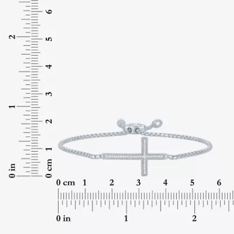 Cross (G-H,Si2-I1) Womens Diamond Accent Lab Grown White Diamond Sterling Silver Cross Bolo Bracelet
