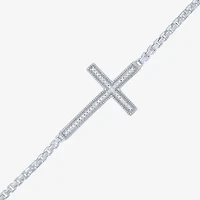Cross (G-H,Si2-I1) Womens Diamond Accent Lab Grown White Diamond Sterling Silver Cross Bolo Bracelet