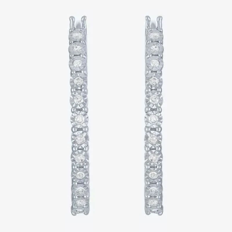 (G-H, Si2-I1) Womens 1/4 CT. T.W. Lab Grown White Diamond Sterling Silver 26mm Round Hoop Earrings