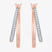 (Si2-I1,Si2-I1) Womens 1/10 CT. T.W. Lab Grown White Diamond 14K Rose Gold Over Silver 18.8mm Round Hoop Earrings