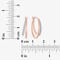 (Si2-I1,Si2-I1) Womens 1/10 CT. T.W. Lab Grown White Diamond 14K Rose Gold Over Silver 18.8mm Round Hoop Earrings