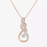 Diamond Blossom (G-H, Si2-I1) Womens 1/10 CT. T.W. Lab Grown White Diamond 14K Rose Gold Over Silver 18 Inch Pendant Necklace