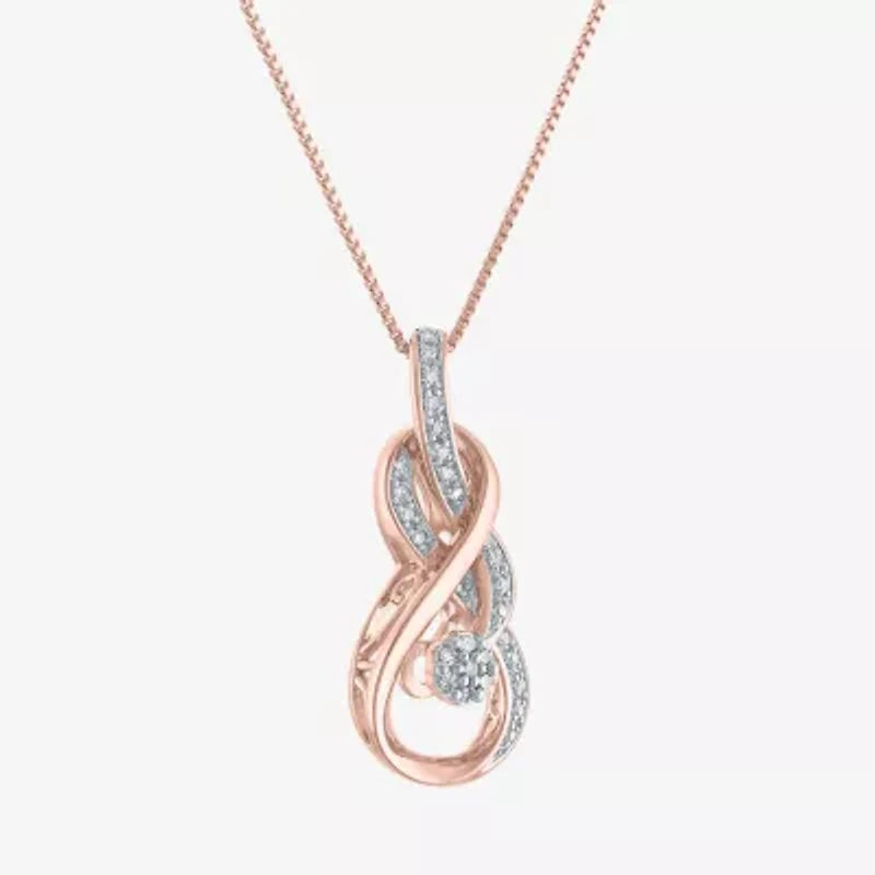 Diamond Blossom (G-H, Si2-I1) Womens 1/10 CT. T.W. Lab Grown White Diamond 14K Rose Gold Over Silver 18 Inch Pendant Necklace