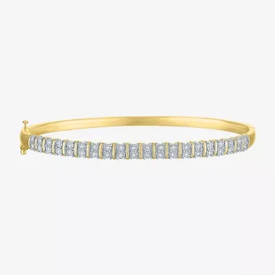 (G-H/Si2-I1) Womens 1/10 CT. T.W. Lab Grown White Diamond 14K Gold Over Silver Bangle Bracelet