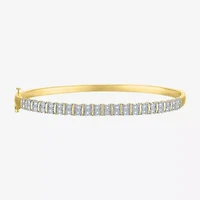 (G-H/Si2-I1) Womens 1/10 CT. T.W. Lab Grown White Diamond 14K Gold Over Silver Bangle Bracelet