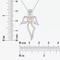 Angel (G-H, Si2-I1) Womens 1/10 CT. T.W. Lab Grown White Diamond 14K Two Tone Gold Over Silver Sterling Silver Angel Heart 18 Inch Pendant Necklace