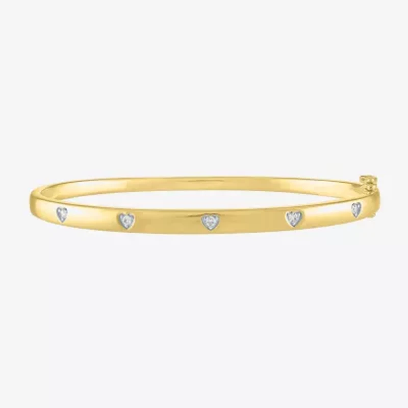 Diamond Addiction (G-H, Si2-I1) Womens 1/10 CT. T.W. Lab Grown White Diamond 14K Gold Over Silver Round Bangle Bracelet