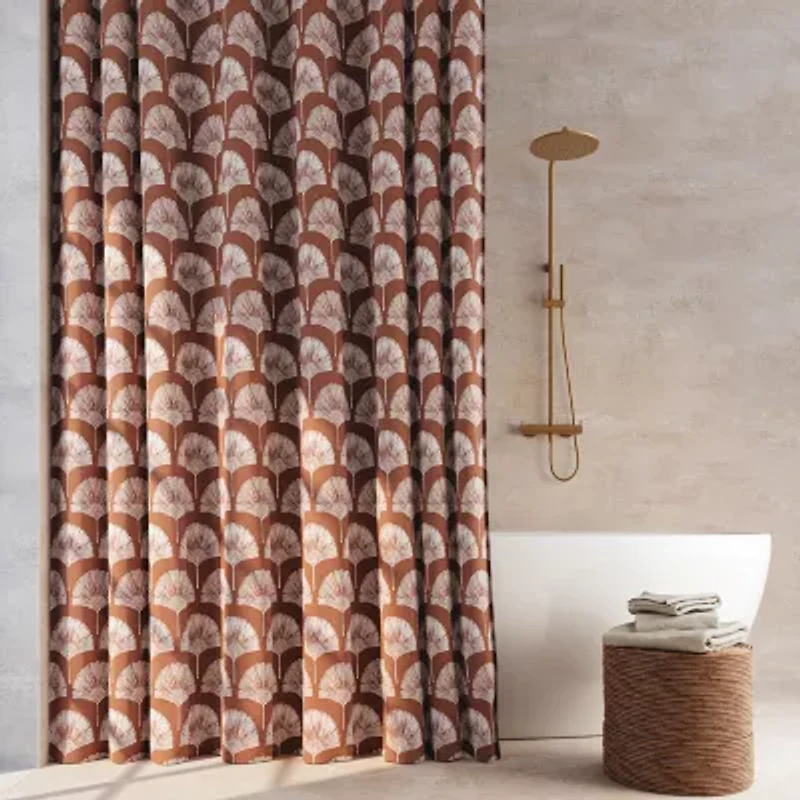 Indigo Road by Egypt Sherrod Meru Fan Leaf Block Print Buttonhole Shower Curtain