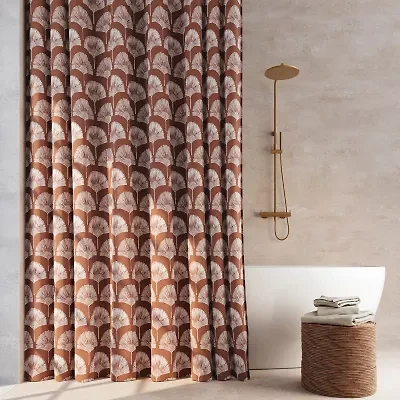 Indigo Road by Egypt Sherrod Meru Fan Leaf Block Print Buttonhole Shower Curtain