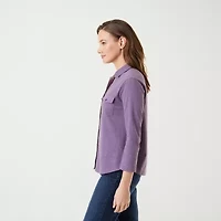 Gloria Vanderbilt Womens 3/4 Sleeve Regular Fit Button-Down Shirt