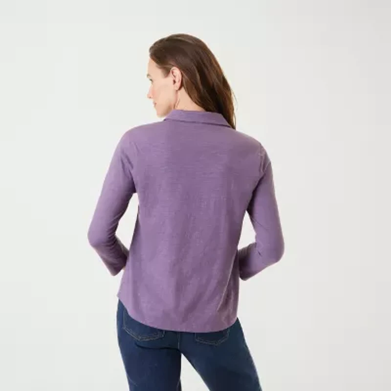 Gloria Vanderbilt Womens 3/4 Sleeve Regular Fit Button-Down Shirt