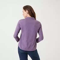 Gloria Vanderbilt Womens 3/4 Sleeve Regular Fit Button-Down Shirt