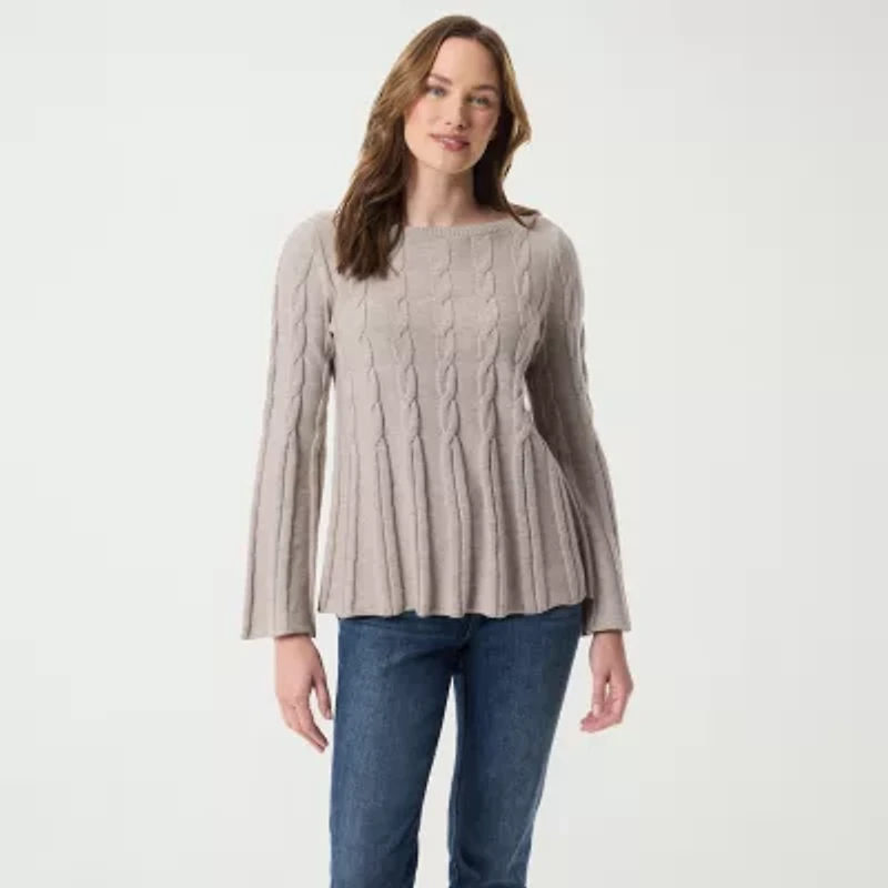 Gloria Vanderbilt No Womens Round Neck Long Sleeve Regular Fit Button-Down Shirt
