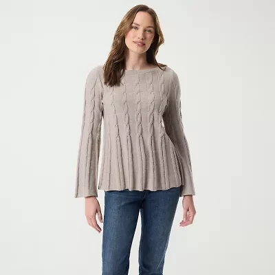 Gloria Vanderbilt No Womens Round Neck Long Sleeve Regular Fit Button-Down Shirt