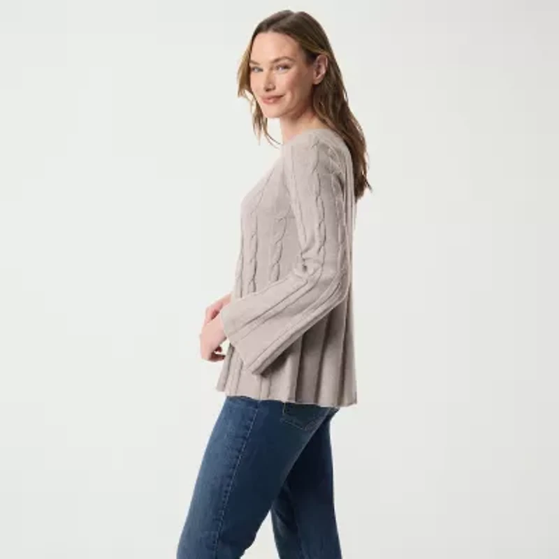 Gloria Vanderbilt No Womens Round Neck Long Sleeve Regular Fit Button-Down Shirt