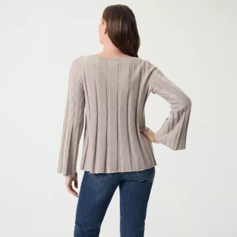 Gloria Vanderbilt No Womens Round Neck Long Sleeve Regular Fit Button-Down Shirt