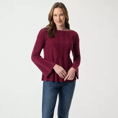 Gloria Vanderbilt No Womens Round Neck Long Sleeve Regular Fit Button-Down Shirt