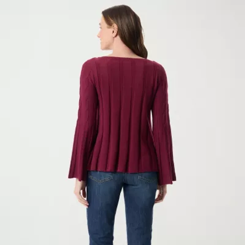 Gloria Vanderbilt No Womens Round Neck Long Sleeve Regular Fit Button-Down Shirt