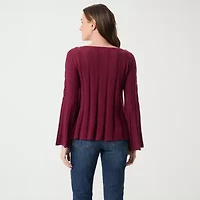 Gloria Vanderbilt No Womens Round Neck Long Sleeve Regular Fit Button-Down Shirt