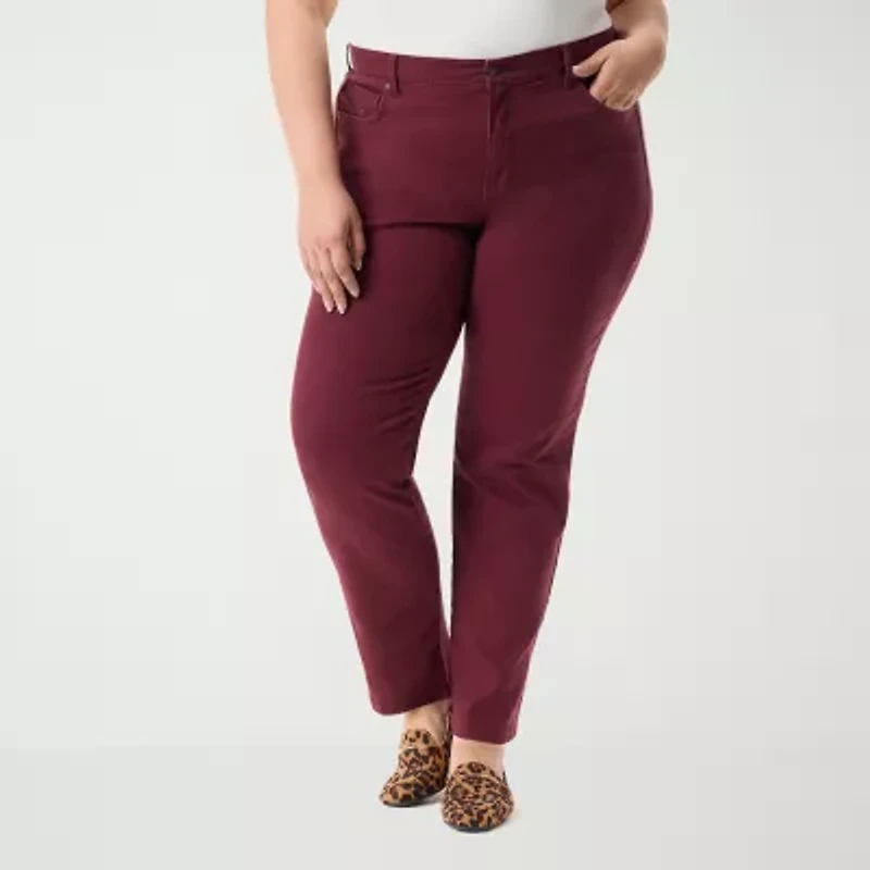 Gloria Vanderbilt Plus Amanda Womens High Rise Straight Leg Jean