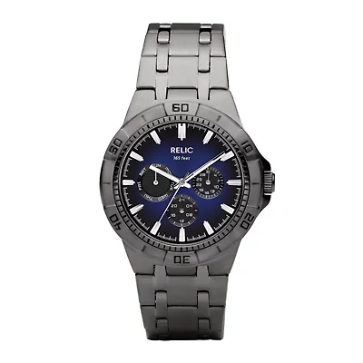 Relic By Fossil Mens Multi-Function Gray Stainless Steel Bracelet Watch Zr15533