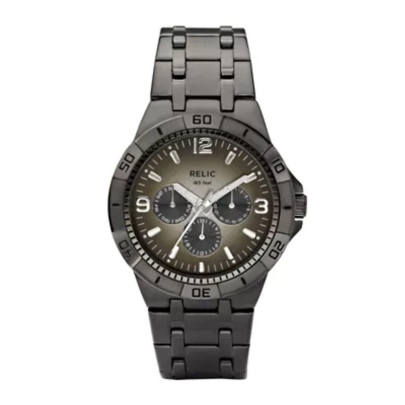Relic By Fossil Mens Multi-Function Gray Stainless Steel Bracelet Watch Zr15546