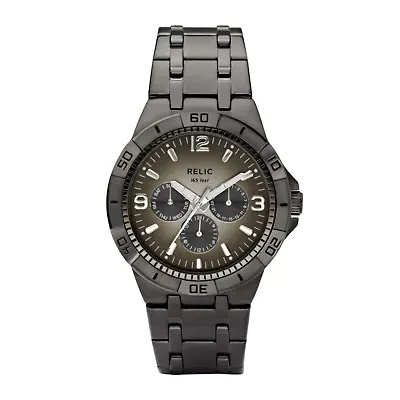Relic By Fossil Mens Multi-Function Gray Stainless Steel Bracelet Watch Zr15546