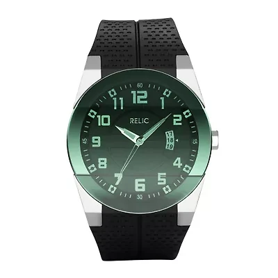 Relic® Mens Green Dial Black Strap Watch ZR11860
