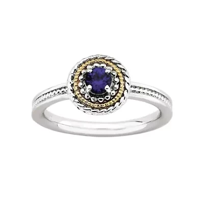 Personally Stackable Two-Tone Stackable Lab-Created Sapphire Ring