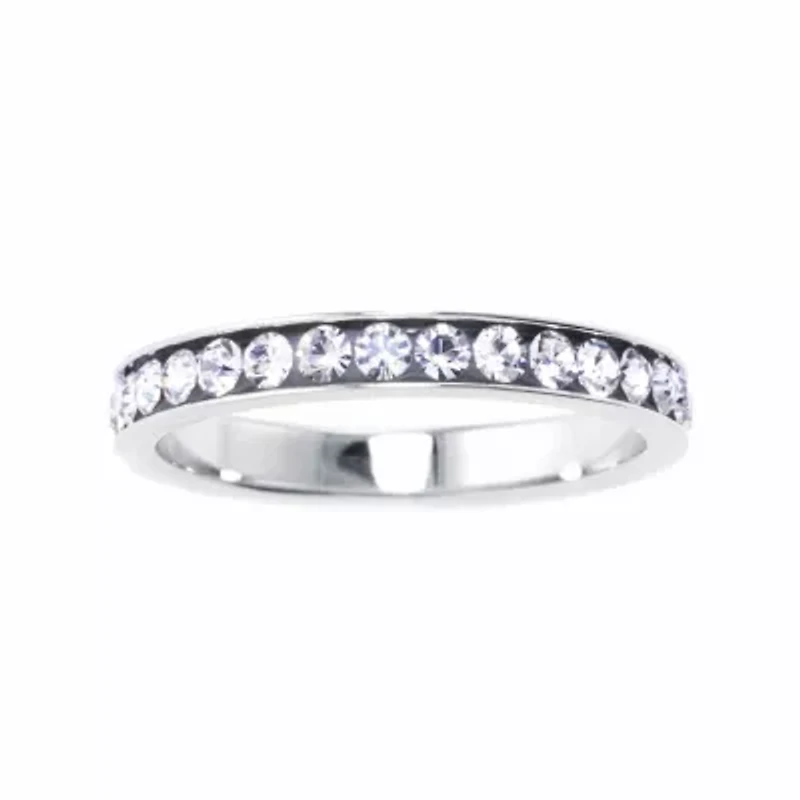Silver Treasures Womens Crystal Sterling Band