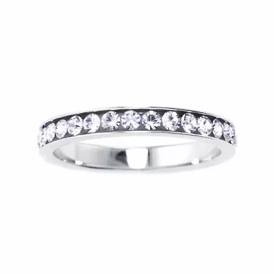 Silver Treasures Womens Crystal Sterling Band