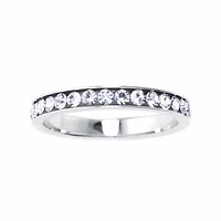 Silver Treasures Womens Crystal Sterling Band