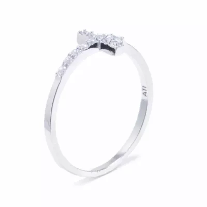 Silver Treasures Womens Sterling Cross Band