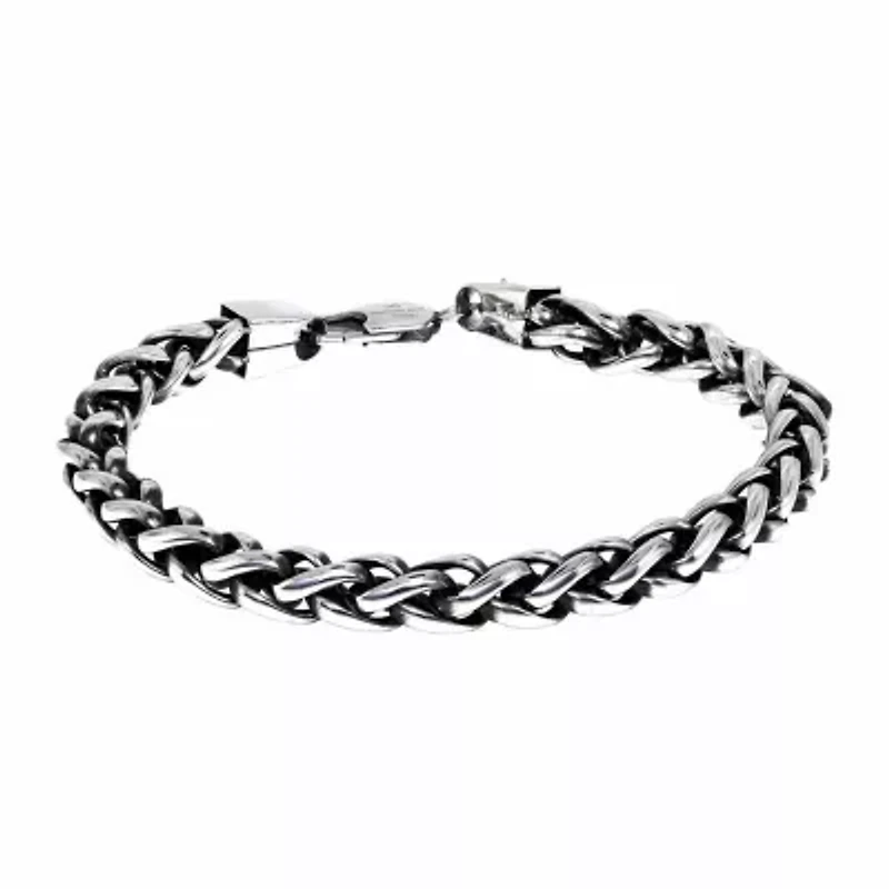 Mens Stainless Steel 10 Inch Solid Wheat Chain Bracelet