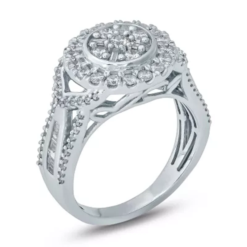 Womens 1 CT. T.W. Genuine White Diamond 10K Gold Engagement Ring