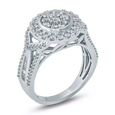 Womens 1 CT. T.W. Genuine White Diamond 10K Gold Engagement Ring