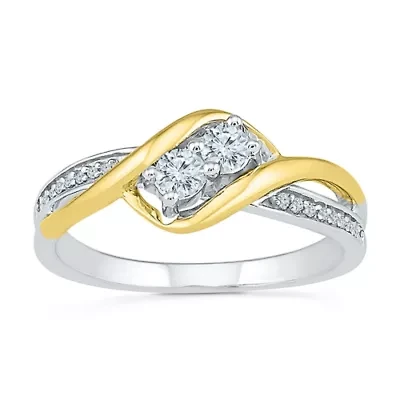 Womens 1/ CT. T.W. Natural White Diamond 10K Gold Cocktail Ring