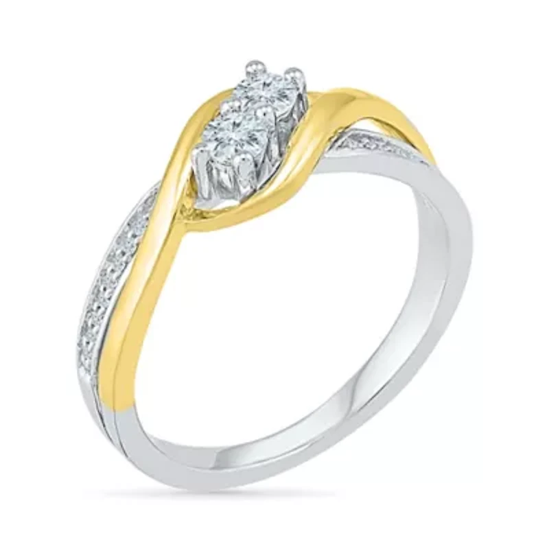 Womens 1/ CT. T.W. Natural White Diamond 10K Gold Cocktail Ring