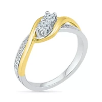 Womens 1/ CT. T.W. Natural White Diamond 10K Gold Cocktail Ring