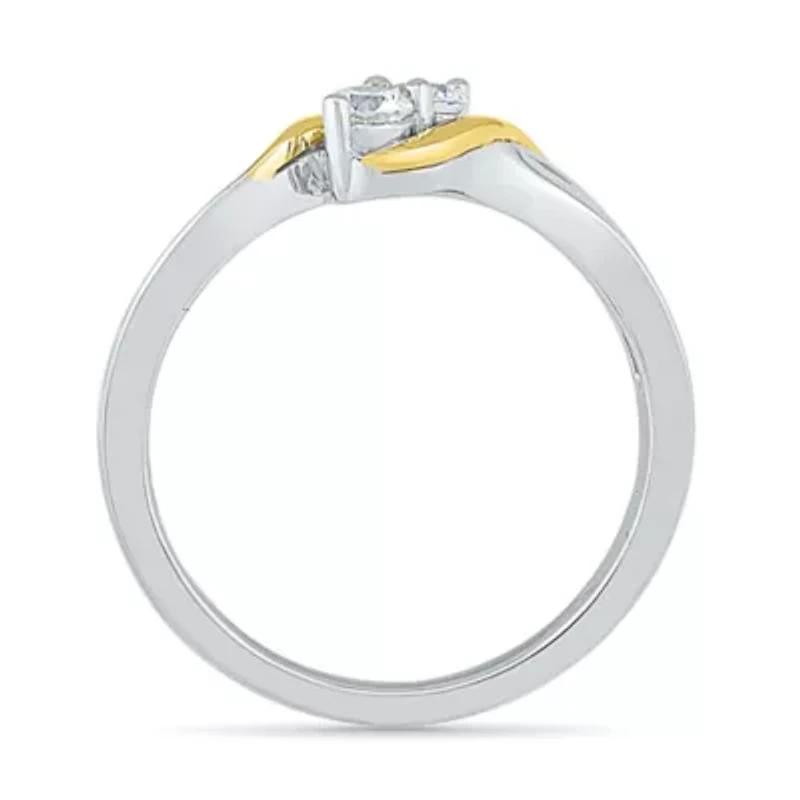 Womens 1/5 CT. Natural White Diamond 10K Gold Cocktail Ring