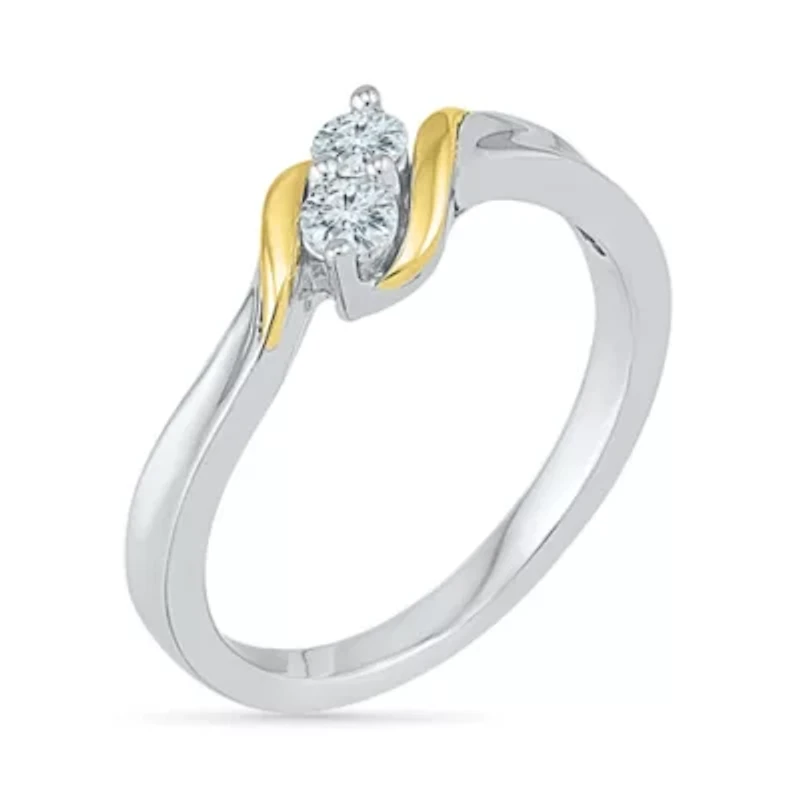 Womens 1/5 CT. Natural White Diamond 10K Gold Cocktail Ring