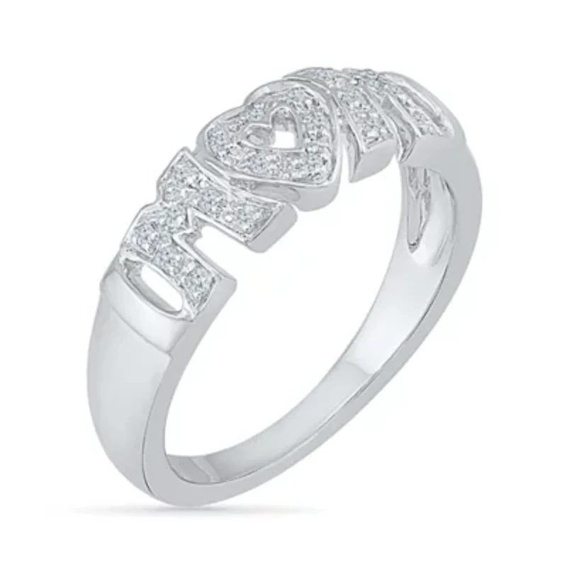 Mom" Womens 2MM 1/ CT. T.W. Natural White Diamond 10K Gold Band