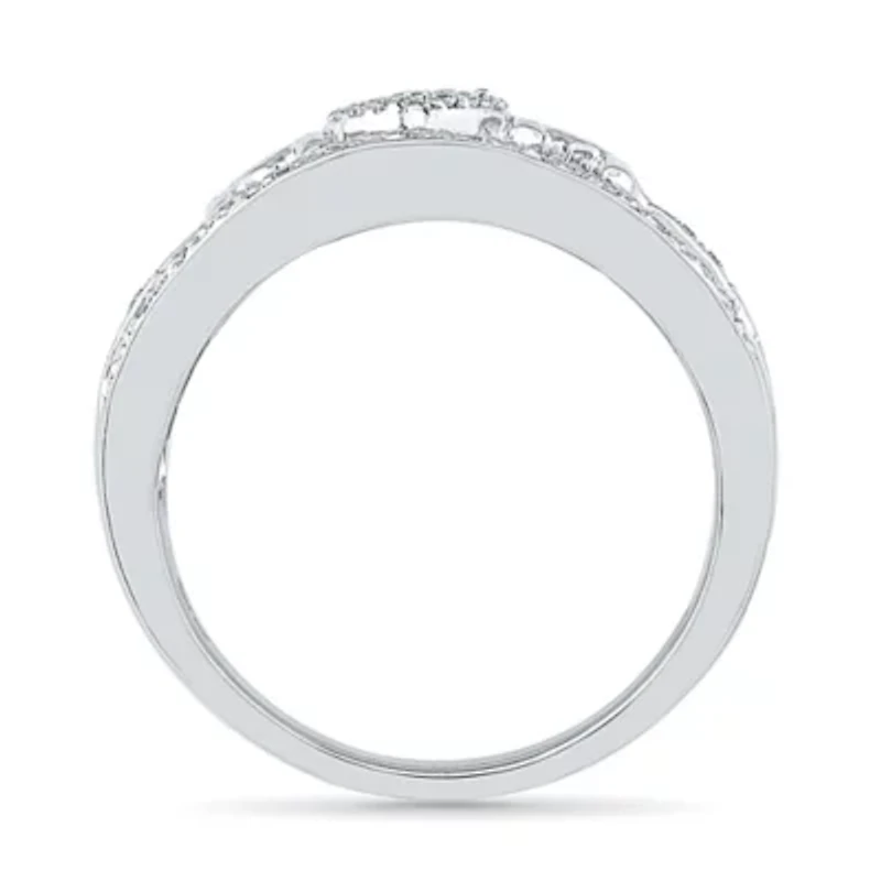 "Mom" Womens 2MM 1/5 CT. Natural White Diamond 10K Gold Heart Band