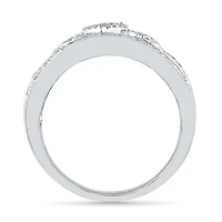 "Mom" Womens 2MM 1/5 CT. Natural White Diamond 10K Gold Heart Band