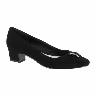 Easy Street Eloise Womens Round Block Heel Pumps