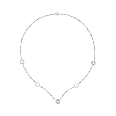 Womens Diamond Accent Natural White Diamond Sterling Silver 18 Inch Pendant Necklace