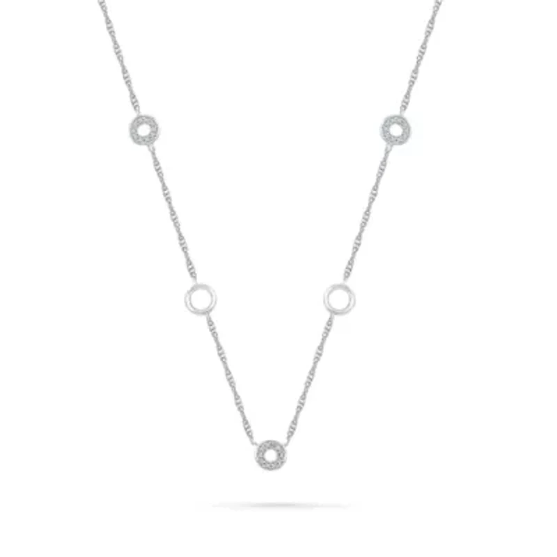 Womens Diamond Accent Natural White Diamond Sterling Silver 18 Inch Pendant Necklace