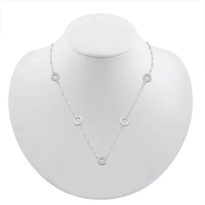 Womens Diamond Accent Natural White Diamond Sterling Silver 18 Inch Pendant Necklace